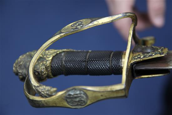 A George III Grenadier Company officers sword of the 53rd Regiment of Foot (Kings Shropshire Light Infantry),
